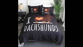 Cute dachshund with heart bedding set is cute~