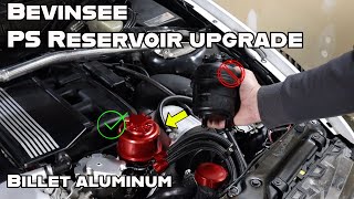 Billet aluminum Power steering reservoir reliability upgrade - No more leaky plastic - BMW E46