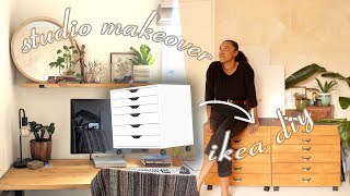 🎨 Redecorating my Studio · Art Room Makeover · IKEA DIYs, Plaster Effect Wall, Desk Setup + More