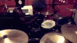 Axx Of Darkness doing drum tracks