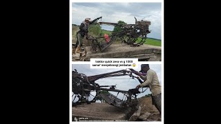 traktor quick zeva vs g1000 proses naik jembatan, menyebrangi sungai 😱