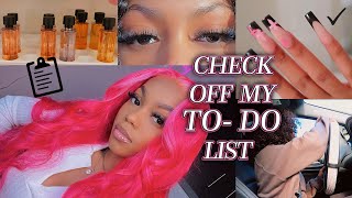 CHECK OFF MY TO-DO LIST WITH ME!! pink hair, room decor, lashes, nails, hygiene, driving, & more!