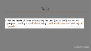 Assignment of Conditional Statement and Operators