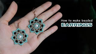 Spiderweb earrings. DIY beaded earrings. How to make jewelry