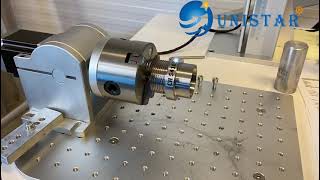 Fiber marking machine with rotary engrave on metal