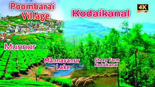 Munnar | Mannavanur lake | Kodaikanal Sheep farm | Poombarai Village | Kerala | Tamil Nadu