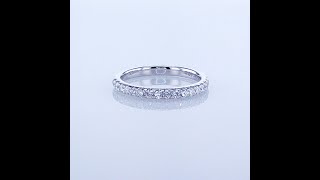 SPLIT PRONG WEDDING BAND WITH DIAMONDS GOING HALF WAY AROUND SET IN 18KT WHITE GOLD R-IDJ-01631