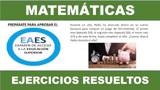 💚 EAES 2021Matemáticas PROGRESIONES ARITMÉTICAS Examen de Acceso a la educación superior Ser bachill