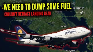 Lufthansa 747 DUMPS FUEL to Make EMERGENCY LANDING After Landing Gear Malfunction