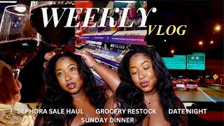 WEEKLY VLOG | SEPHORA SALE HAUL, GROCERY RESTOCK, DATE NIGHT DIARIES, SUNDAY DINNER