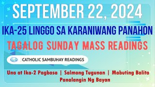 22 September 2024 Tagalog Sunday Mass Readings | Ika–24 Linggo sa Karaniwang Panahon (B)