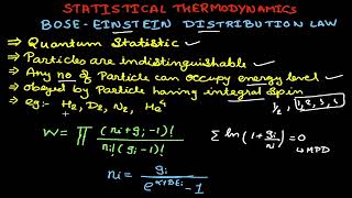 BOSE EINSTEIN DISTRIBUTION LAW | STATISTICAL THERMODYNAMICS