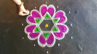 vinayakar chathurthi 5*3beautiful  flowerkolam/ganesha traditionalrangoli/gokulramyakolangal