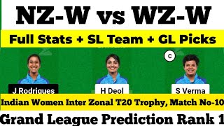 NZ-W vs WZ-W Dream11 Prediction | nzw vs wzw | nz w vs wz w dream11 | nz w vs wz w dream11 gl team |