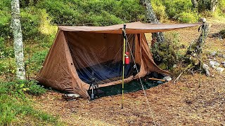 Solo Wild Camping in Glen Affric - OneTigris Backwoods Bungalow shelter - Kayaking - Fishing.