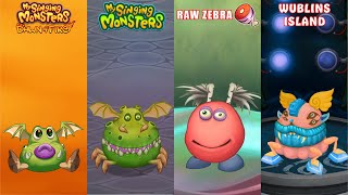 ALL Dawn Of Fire Vs My Singing Monsters Vs Raw Zebra Vs Wublins Island Redesign Comparisons