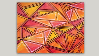 Geometric Abstract Painting with Acrylic Paint & Paint Markers Tutorial