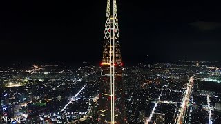 Seoul Lotte Tower Night Drone 4K ©