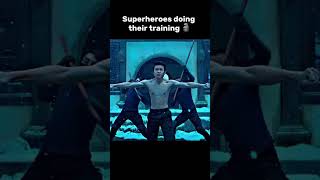 Superheroes doing their training