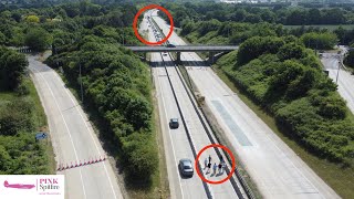 Unbelievable! People Walking along Dual Carriageway Blocking Miles of Traffic! - A11 - Drone