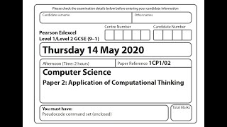 Edexcel Computer Science Past Paper 2020 Nov  1CP 1/02 Programming