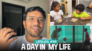 LifeLog #39 - Dada & Dadi meet new friends, Kids go for Shopping, New Game Balcony Trampoline Ball 😂