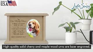 Wooden Memorial Cremation Urn Box with Photo for Pet Ashes