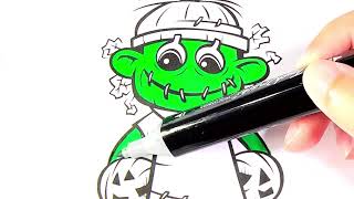 FRANKENSTEIN halloween coloring video | halloween coloring fun for kids