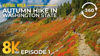 360° VR Autumn Hike Trails in North Cascades NP - Chain Lakes & Table Mountain Trail - Nature Sounds