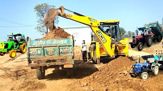 JCB 3dx Xpert loading Field Mud | Eicher 485 Tractor |John Deere Tractor |Massey 1035 Di with Trolly