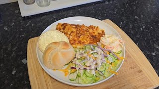 Lasagne and salad