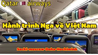 Hành trình từ Nga về Việt Nam-Cách đặt vé và cách đi ở sân bay và những chuyến bay quá cảnh-Qatar