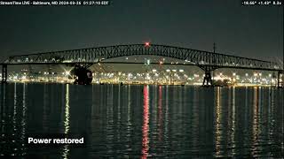 Sequence of Events: Multiple power outages visible before Impact of Francis Scott Key Bridge