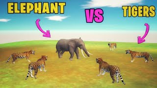 1 Elephant Vs 6 Tigers - Animal Revolt Battle Simulator