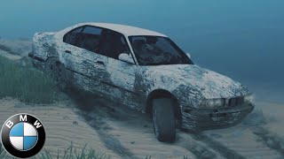 Spintiers Mudrunner BMW 525ix 1991 driving until reaching the map limits.