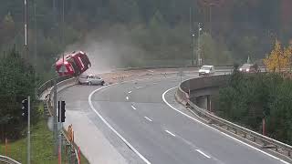 Truck driver falls off 20m Bridge  Fatal Accident