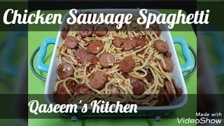 Chicken Sausage Spaghetti Recipe | Hi Tea Snacks | Urdu | Qaseem's Kitchen