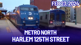 2.5 Minutes of Metro North Action at 125th Street: P32AC-DM, M7a & M8 | Feb 23, 2024