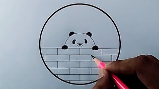 Panda Circle Scenery Drawing - Easy Pencil Panda Drawing