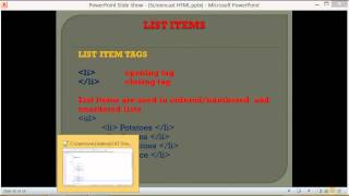 CAT 11 Web Design: Lesson 20 HTML List IT\tems