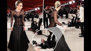 Lady Gaga rushes to help photographer who falls on Oscars 2023 red carpet