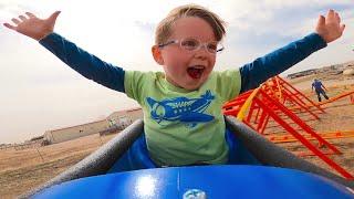 West's 1st Ride On His New Backyard Roller Coaster!