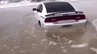 Dodge Charger Daytona Stuck On Beach During High Tide