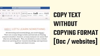 Copy text without copying format or attributes in Word and other applications