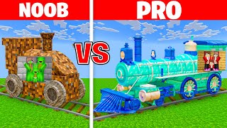 Mikey vs JJ Family - NOOB vs PRO: TRAIN House Build Challenge In Minecraft