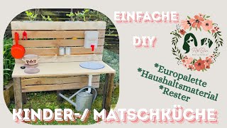 Einfache DIY Outdoor Kinderküche/ Matschküche aus einer Europalette und Haushaltsmaterial Low Budget