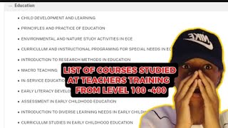 COLLEGE OF EDUCATION|| Courses read at College from Level 100-400..