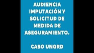 AUDIENCIA DE IMPUTACIÓN Y SOLICITUD DE MEDIDA DE ASEGURAMIENTO.