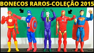 5 Bonecos Raros - Capitão América, Flash, Coringa, Homem de Ferro, Superman - Coleção de 2015