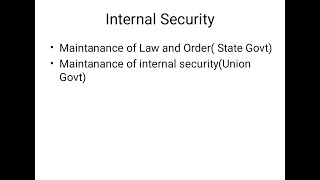 Internal Security Overview